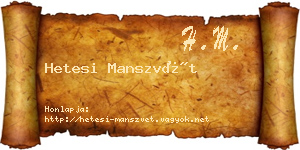 Hetesi Manszvét névjegykártya